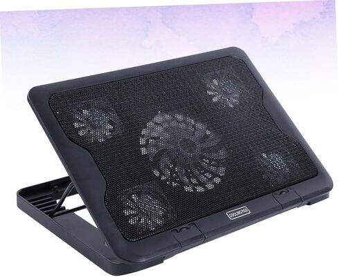 jojofuny Laptop Cooling Pad with 5 Fans USB Powered Cooling Base for Notebooks, Multi-Angle Adjustable Heatsink Stand Compatible with Laptops for Gaming and Work, Black in Saudi Arabia