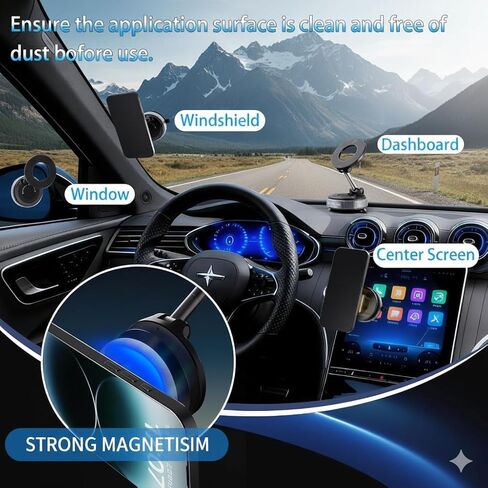 حامل هاتف سيارة مغناطيسي قابل للطي مع كوب شفط - حامل متوافق مع MagSafe قابل للدوران 360 درجة، لوحة قيادة بحجم الجيب وحامل الزجاج الأمامي لهاتف iPhone 17 Pro Max 16 15 14 13 12 Series in Saudi Arabia