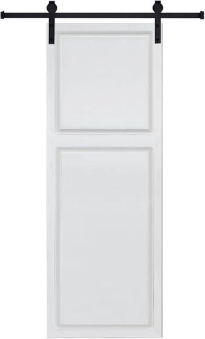 باب على طراز كوخ مكون من لوحتين بسمك 3/4 بوصة وسمك 36 بوصة × 80 بوصة. باب منزلق من خشب MDF White Barn مع مجموعة أدوات - أبيض حليبي - MDF - تصميم مصنوع باستخدام الحاسب الآلي - اختيار مستدام in Saudi Arabia