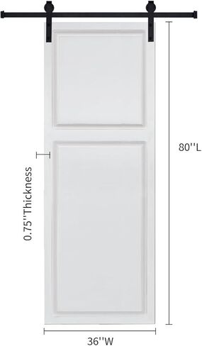 باب على طراز كوخ مكون من لوحتين بسمك 3/4 بوصة وسمك 36 بوصة × 80 بوصة. باب منزلق من خشب MDF White Barn مع مجموعة أدوات - أبيض حليبي - MDF - تصميم مصنوع باستخدام الحاسب الآلي - اختيار مستدام in Saudi Arabia
