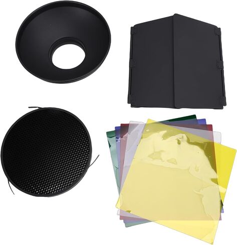 Yoidesu Barn Door Lighting, Adjustable Blackout Panels with 60 Degree Grid and 5 Magnetic Color Filters, with Mount for Photography Lighting in Saudi Arabia
