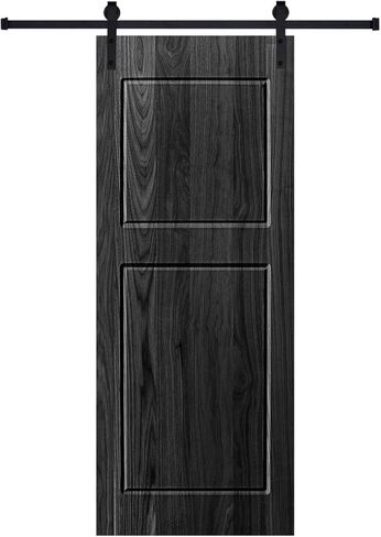 Modern 2-Panel 30 in. x 96 in. Wood Black Barn Sliding Door with Hardware kit - Black - Precision CNC Craftsmanship - Durable - Outdoor-Ready in Saudi Arabia