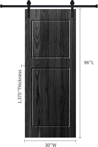 Modern 2-Panel 30 in. x 96 in. Wood Black Barn Sliding Door with Hardware kit - Black - Precision CNC Craftsmanship - Durable - Outdoor-Ready in Saudi Arabia