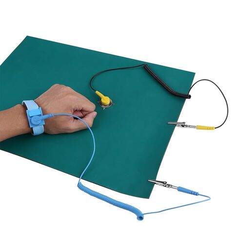 Premium Anti Static Wrist Strap and Grounding Mat Set for Electronics Repair Phone Computer Maintenance with Silicone Work Surface 30x40cm 2mm Thick in Saudi Arabia