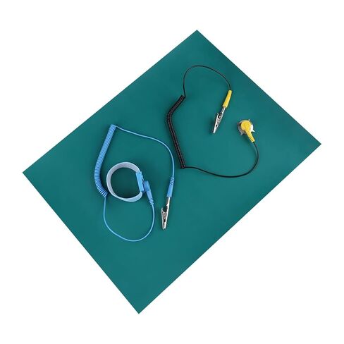 Premium Anti Static Wrist Strap and Grounding Mat Set for Electronics Repair Phone Computer Maintenance with Silicone Work Surface 30x40cm 2mm Thick in Saudi Arabia
