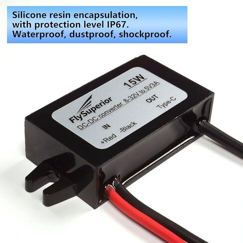 12V/24V to 5V USB-C Converter - A 15W Waterproof Voltage Reduction Power Adapter Suitable for Raspberry Pi 5, Cars, forklifts and Mobile Devices in Saudi Arabia