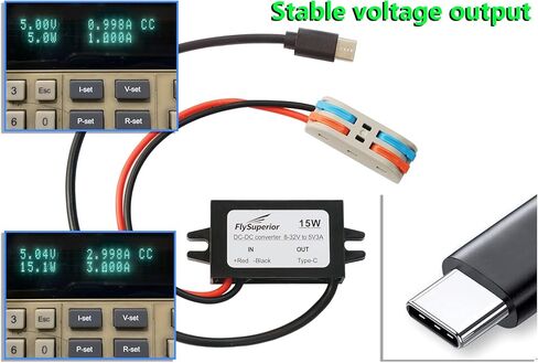 12V/24V to 5V USB-C Converter - A 15W Waterproof Voltage Reduction Power Adapter Suitable for Raspberry Pi 5, Cars, forklifts and Mobile Devices in Saudi Arabia