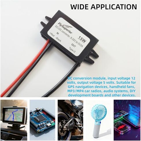 12V/24V to 5V USB-C Converter - A 15W Waterproof Voltage Reduction Power Adapter Suitable for Raspberry Pi 5, Cars, forklifts and Mobile Devices in Saudi Arabia