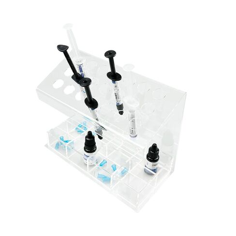 Dental Acrylic Syringe Holder, YOUYA DENTAL Multi-Function Dental Composite Syringe Rack, Resin Adhesive Applicators Organizer Placement Case (12 Syringe Slots + 4 compartments) in Kuwait