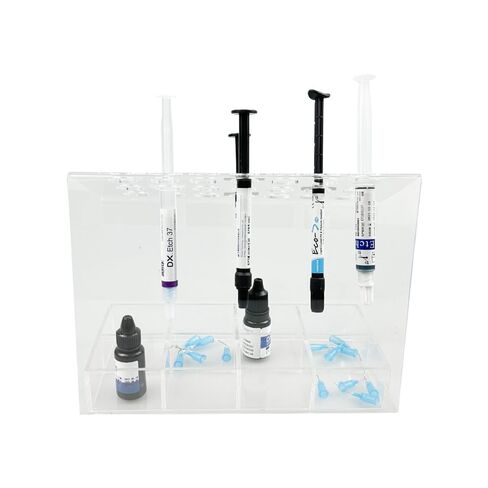 Dental Acrylic Syringe Holder, YOUYA DENTAL Multi-Function Dental Composite Syringe Rack, Resin Adhesive Applicators Organizer Placement Case (12 Syringe Slots + 4 compartments) in Kuwait
