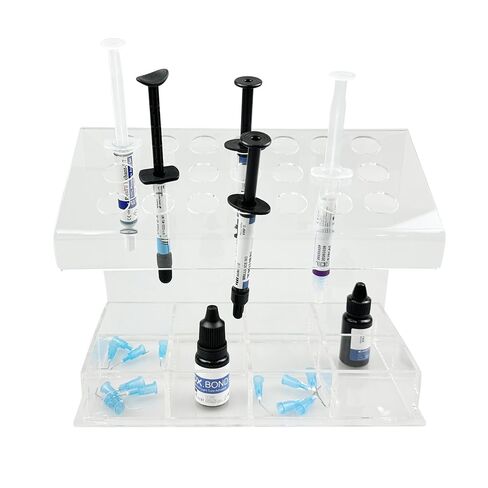 Dental Acrylic Syringe Holder, YOUYA DENTAL Multi-Function Dental Composite Syringe Rack, Resin Adhesive Applicators Organizer Placement Case (12 Syringe Slots + 4 compartments) in Kuwait