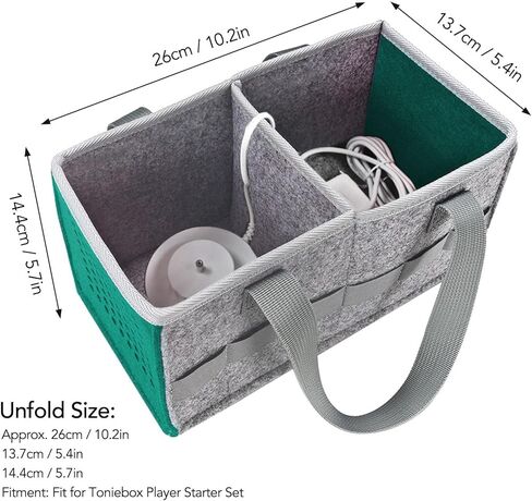 حقيبة حمل لمجموعة Toniebox Starter Set، حقيبة تنظيم محمولة كبيرة من القماش اللباد للسفر وحقيبة حمل مع مقبض لمشغل الصوت والشخصيات Tonies، حقيبة يد خارجية (أزرق بحيرة) in Saudi Arabia