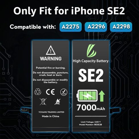 بطارية LL TRADER لهاتف iPhone SE2020، بطارية بديلة عالية السعة 7000 مللي أمبير في الساعة لهاتف iPhone SE2020، (A2275、A2298、A2296) مع مجموعة أدوات إصلاح كاملة 2025new in Kuwait