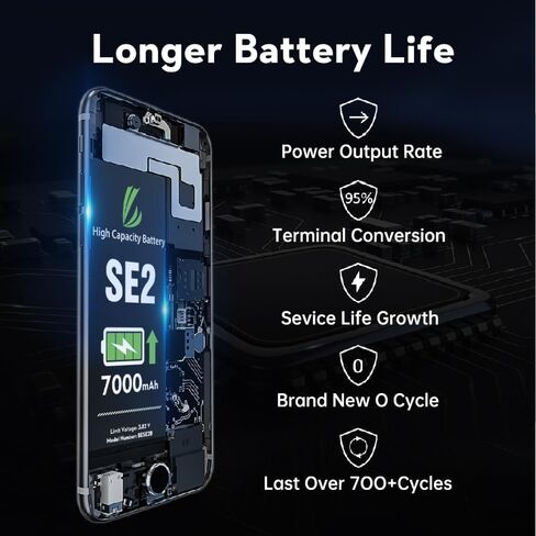 بطارية LL TRADER لهاتف iPhone SE2020، بطارية بديلة عالية السعة 7000 مللي أمبير في الساعة لهاتف iPhone SE2020، (A2275、A2298、A2296) مع مجموعة أدوات إصلاح كاملة 2025new in Kuwait