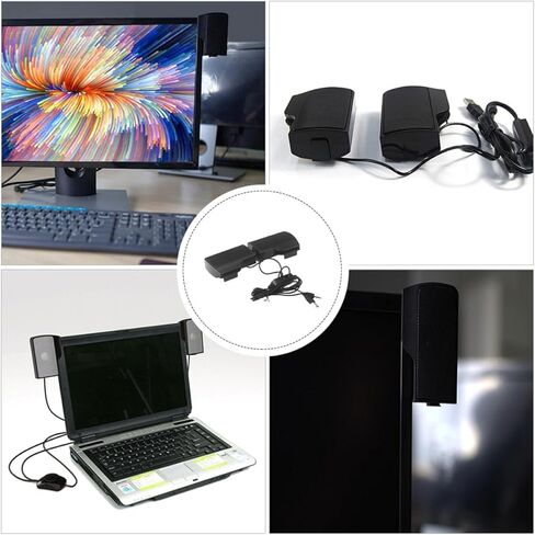 مكبر صوت كمبيوتر ARTIBETTER USB بمشبك على سطح المكتب، صندوق صوت محمول للمكتب المنزلي مع 3. قوة، تصميم مدمج لأجهزة الكمبيوتر المحمول وملحقات الصوت للكمبيوتر الشخصي in Saudi Arabia