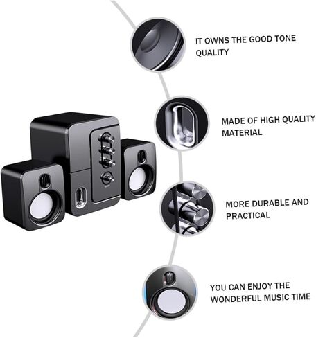 USB Computer Speaker 3D Surround Sound Bass Portable Compact Desktop Laptop Speaker for Home Office with USB Power, Black in Saudi Arabia