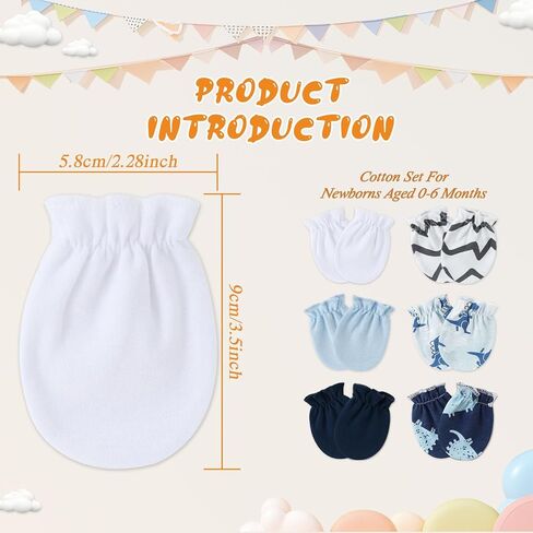 Baby Mittens 0-6 Months No Scratch 100% Cotton Gloves for Newborn Boys Girls in Saudi Arabia