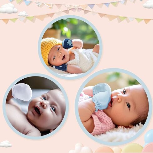 Baby Mittens 0-6 Months No Scratch 100% Cotton Gloves for Newborn Boys Girls in Saudi Arabia