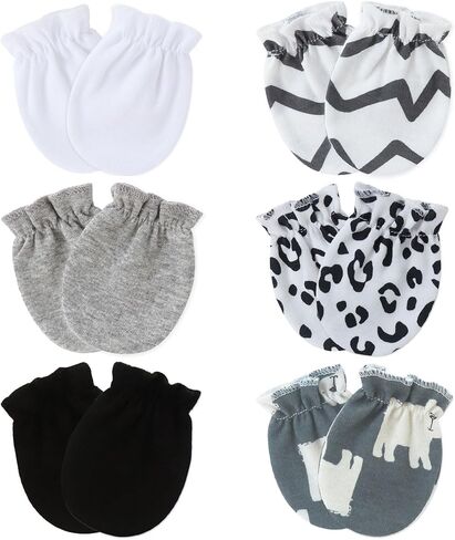 Baby Mittens 0-6 Months No Scratch 100% Cotton Gloves for Newborn Boys Girls in Saudi Arabia