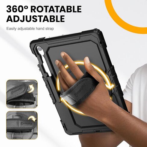 حافظة Timecity لجهاز Samsung Galaxy Tab S10 FE+/ S10 FE Plus 5G 2025 واقٍ لجهاز لوحي مقاس 13.1 بوصة، غطاء متين مقاوم للصدمات مع حامل قلم S، مسند، واقي شاشة، حزام اليد والكتف، أسود in Kuwait