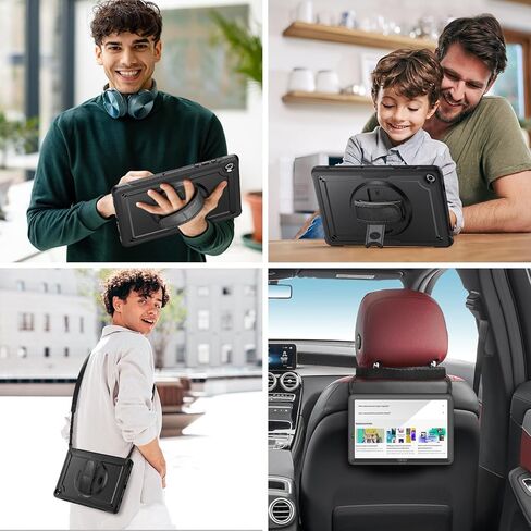 Case for Samsung Galaxy Tab A11 Plus/A9 Plus, Galaxy Tab A11+/A9+ 11 Inch 2025/2023 with Screen Protector, 360 Rotating Hand Strap&Stand, Shoulder Strap, Pencil Holder, Black in Saudi Arabia