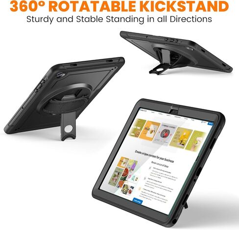 Case for Samsung Galaxy Tab A11 Plus/A9 Plus, Galaxy Tab A11+/A9+ 11 Inch 2025/2023 with Screen Protector, 360 Rotating Hand Strap&Stand, Shoulder Strap, Pencil Holder, Black in Saudi Arabia