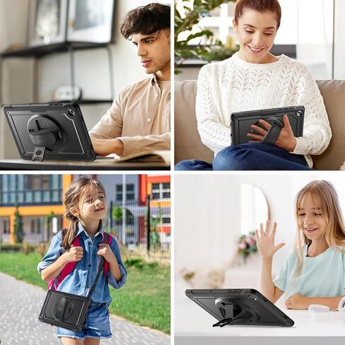 Case for Samsung Galaxy Tab A11 Plus/A9 Plus, Galaxy Tab A11+/A9+ 11 Inch 2025/2023 with Screen Protector, 360 Rotating Hand Strap&Stand, Shoulder Strap, Pencil Holder, Black in Saudi Arabia
