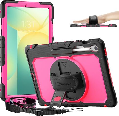 حافظة Timecity لجهاز Samsung Galaxy Tab S10 FE+/ S10 FE Plus 5G 2025 واقٍ لجهاز لوحي مقاس 13.1 بوصة، غطاء متين مقاوم للصدمات مع حامل قلم S، مسند، واقي شاشة، حزام اليد والكتف، أسود in Kuwait