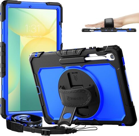 حافظة Timecity لجهاز Samsung Galaxy Tab S10 FE+/ S10 FE Plus 5G 2025 واقٍ لجهاز لوحي مقاس 13.1 بوصة، غطاء متين مقاوم للصدمات مع حامل قلم S، مسند، واقي شاشة، حزام اليد والكتف، أسود in Kuwait