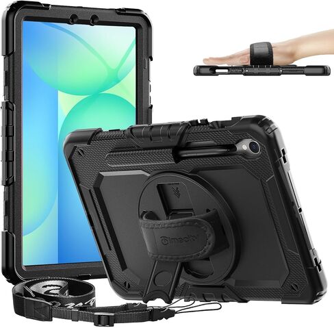 Timecity Case for Samsung Galaxy Tab S10 FE+/ S10 FE Plus 5G 2025 Protective 13.1 inch Tablet, Shockproof Heavy Duty Cover with S Pen Holder, Kickstand, Screen Protector, Hand & Shoulder Strap, Black in Kuwait