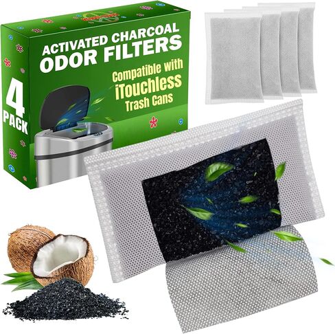 Green Piece® Activated Charcoal Filters for Odor Removal | Charcoal Deodorizer Compatible with ITouchless Trash Cans - Pack of 2 in Saudi Arabia