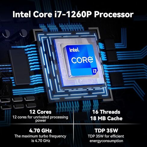 كمبيوتر Intel NUC 12 Pro Kit Wall Street Canyon Mini PC (ذاكرة الوصول العشوائي 16 جيجابايت، 512 جيجابايت SSD، 12-Core i7-1260P، Iris Xe Graphics) سطح مكتب الأعمال، 2 x Thunderbolt 4، Ethernet، Wi-Fi 6E، 3-YR WRT، IST Hub، Win 11 Pro in Saudi Arabia