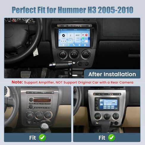 راديو 4+64G Android 15 لسيارة Hummer H3 2005-2010، شاشة لمس 9 بوصة لسيارة Hummer H3 ستيريو، CarPlay لاسلكي/Android Auto، 5 جيجا هرتز WiFi، Bluetooth 5.0، EQ، GPS، 1280 * 720، كاميرا احتياطية in Saudi Arabia