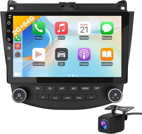 ترقية راديو السيارة 10.1 بوصة لسيارة Honda Accord 2003 2004 2005 2006 2007 | 2 جيجابايت + 64 جيجابايت | CarPlay اللاسلكي وAndroid Auto | كاميرا احتياطية | FM AM RDS SWC WiFi in Kuwait