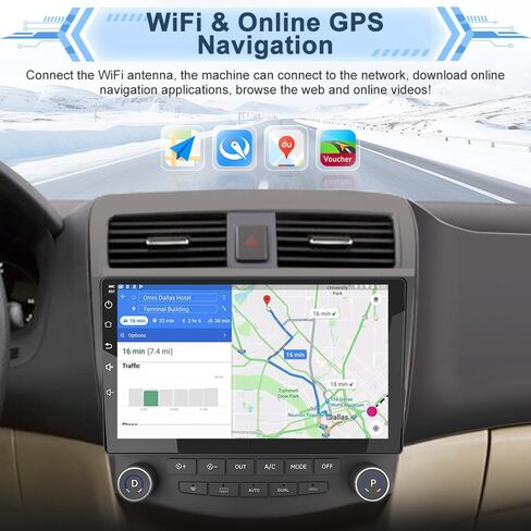 ترقية راديو السيارة 10.1 بوصة لسيارة Honda Accord 2003 2004 2005 2006 2007 | 2 جيجابايت + 64 جيجابايت | CarPlay اللاسلكي وAndroid Auto | كاميرا احتياطية | FM AM RDS SWC WiFi in Kuwait