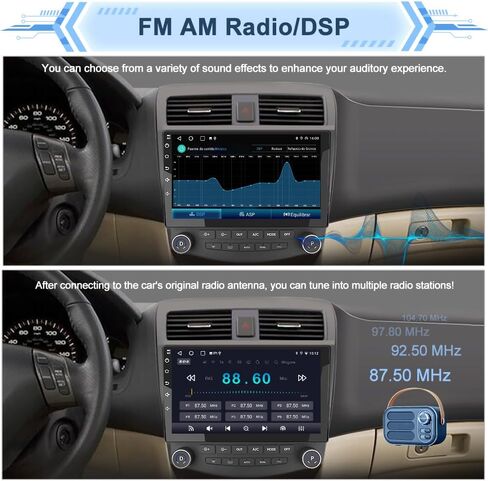 ترقية راديو السيارة 10.1 بوصة لسيارة Honda Accord 2003 2004 2005 2006 2007 | 2 جيجابايت + 64 جيجابايت | CarPlay اللاسلكي وAndroid Auto | كاميرا احتياطية | FM AM RDS SWC WiFi in Kuwait