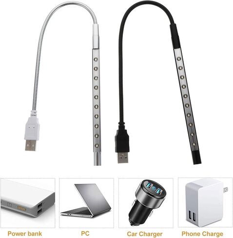 2PCS USB Table Lamp LED High Brightness Flexible Gooseneck Portable Reading Light for Bedside and Laptop Eye-Caring Night Light with Long Lifespan and Compact Design Random Color in Saudi Arabia