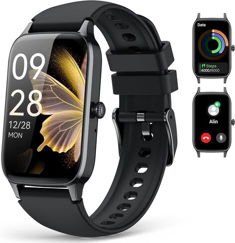 Fitness Tracker for Women Men, Activity Smart Watch Compatible with Android iPhone, Step Counter with 110+ Sports, Sleep Monitor, Calorie Counter, IP68 Waterproof (Black, 1.57) in Saudi Arabia