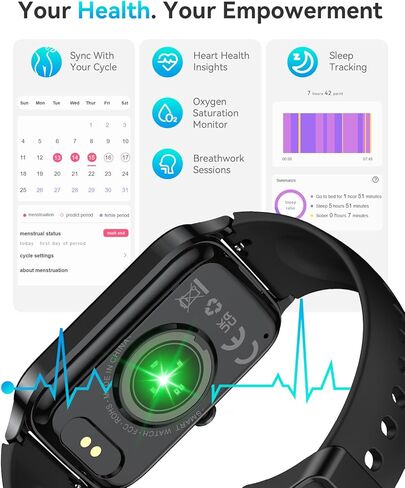 Fitness Tracker for Women Men, Activity Smart Watch Compatible with Android iPhone, Step Counter with 110+ Sports, Sleep Monitor, Calorie Counter, IP68 Waterproof (Black, 1.57) in Saudi Arabia