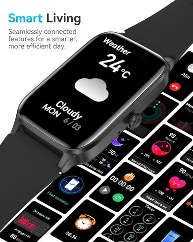 Fitness Tracker for Women Men, Activity Smart Watch Compatible with Android iPhone, Step Counter with 110+ Sports, Sleep Monitor, Calorie Counter, IP68 Waterproof (Black, 1.57) in Saudi Arabia