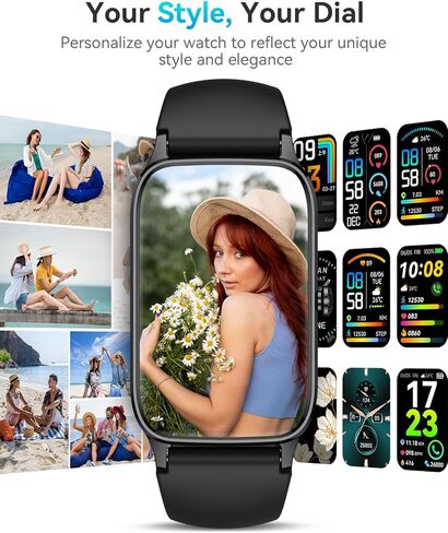 Fitness Tracker for Women Men, Activity Smart Watch Compatible with Android iPhone, Step Counter with 110+ Sports, Sleep Monitor, Calorie Counter, IP68 Waterproof (Black, 1.57) in Saudi Arabia