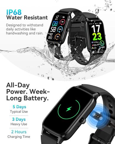Fitness Tracker for Women Men, Activity Smart Watch Compatible with Android iPhone, Step Counter with 110+ Sports, Sleep Monitor, Calorie Counter, IP68 Waterproof (Black, 1.57) in Saudi Arabia