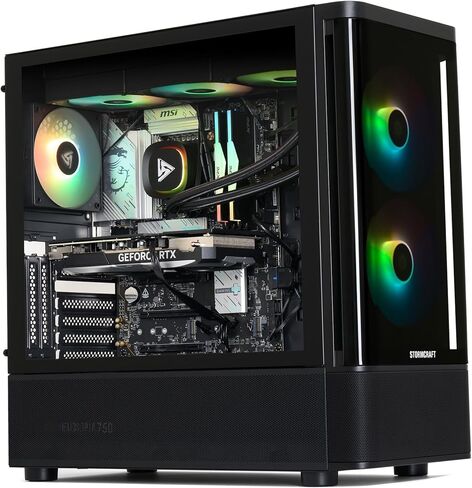 STORMCRAFT Gaming Skyhawk PRO Desktop PC, AMD Ryzen 7 9800X3D 5.2GHz, Radeon RX 9070 XT 16GB, 32GB DDR5 RGB 6000MHz, 2TB NVMe Gen4 SSD, 360mm AIO, 850W Gold PSU, Win11 Home AI-Enhanced for Gamers in Kuwait