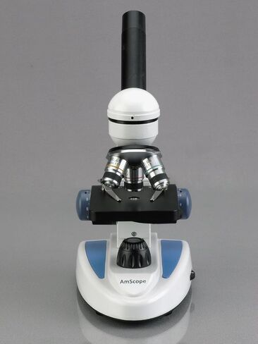 AmScope M158A Cordless Compound Monocular Microscope, WF10x and WF16x Eyepiece, 40x-640x Magnification, LED Illumination with Rheostat, Brightfield, Single-Lens Condenser, Coaxial Coarse and Fine Focus, Plain Stage, 110V or Battery-Powered in Saudi Arabia