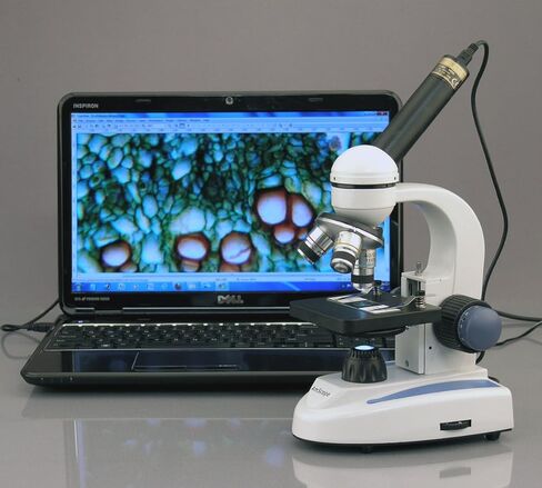 AmScope M158A Cordless Compound Monocular Microscope, WF10x and WF16x Eyepiece, 40x-640x Magnification, LED Illumination with Rheostat, Brightfield, Single-Lens Condenser, Coaxial Coarse and Fine Focus, Plain Stage, 110V or Battery-Powered in Saudi Arabia