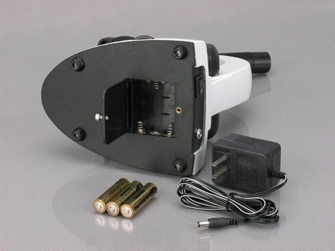 AmScope M149C-PS50 مجهر أحادي مركب، عدسات WF10x وWF25x، تكبير 40x-1000x، إضاءة LED، Brightfield، مكثف أحادي العدسة، مرحلة عادية، 110 فولت أو يعمل بالبطارية، إطار معدني عالي التحمل، يتضمن مجموعة من 50 شريحة مُجهزة in Saudi Arabia