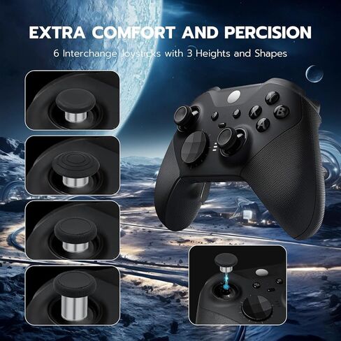 أعواد التحكم المعدنية 13 في 1 من Mcbazel لأجهزة Xbox Elite Series 2، ملحقات وحدة التحكم Elite Series 2 مع 6 أعواد تحكم قابلة للتبديل، 4 مجاذيف للزناد، 2 وسادات D، 1 أداة، 1 حقيبة حمل - أسود in Saudi Arabia
