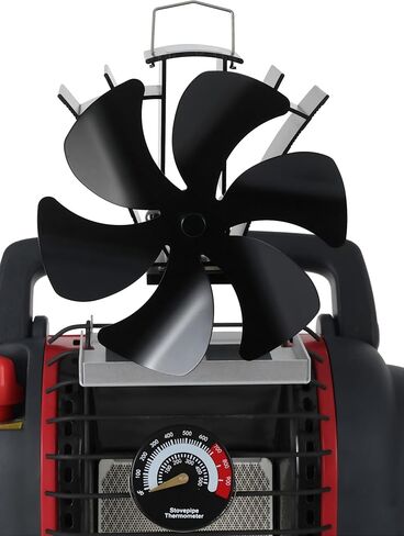 موقد فودا حديث الترقية 4 شفرات تعمل بالحرارة مروحة صديقة للبيئة مع ميزان حرارة مغناطيسي لحرق الخشب in Kuwait