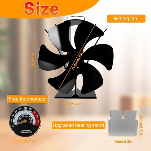 موقد فودا حديث الترقية 4 شفرات تعمل بالحرارة مروحة صديقة للبيئة مع ميزان حرارة مغناطيسي لحرق الخشب in Kuwait