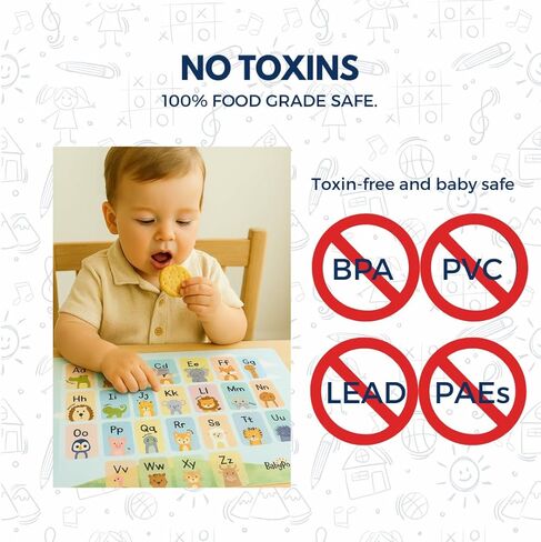 Disposable Stick-on Placemats 40 Pack for Baby & Kids, Restaurant Table Mats 12" x 18" Sticky Place Mats, Toddler Baby Placemat, Animal Alphabet Theme in Saudi Arabia